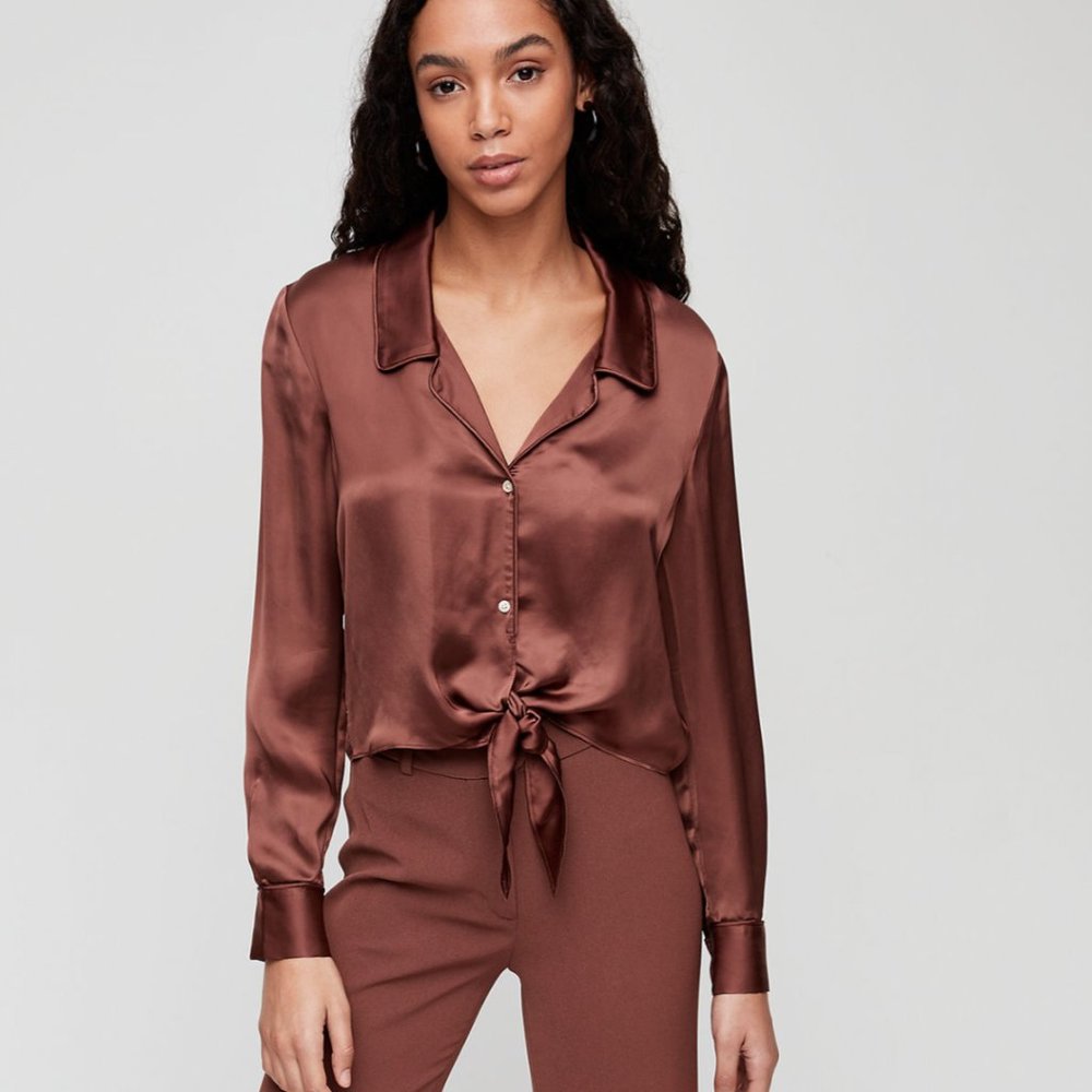 Wilfred Aritzia Tie-Front Blouse